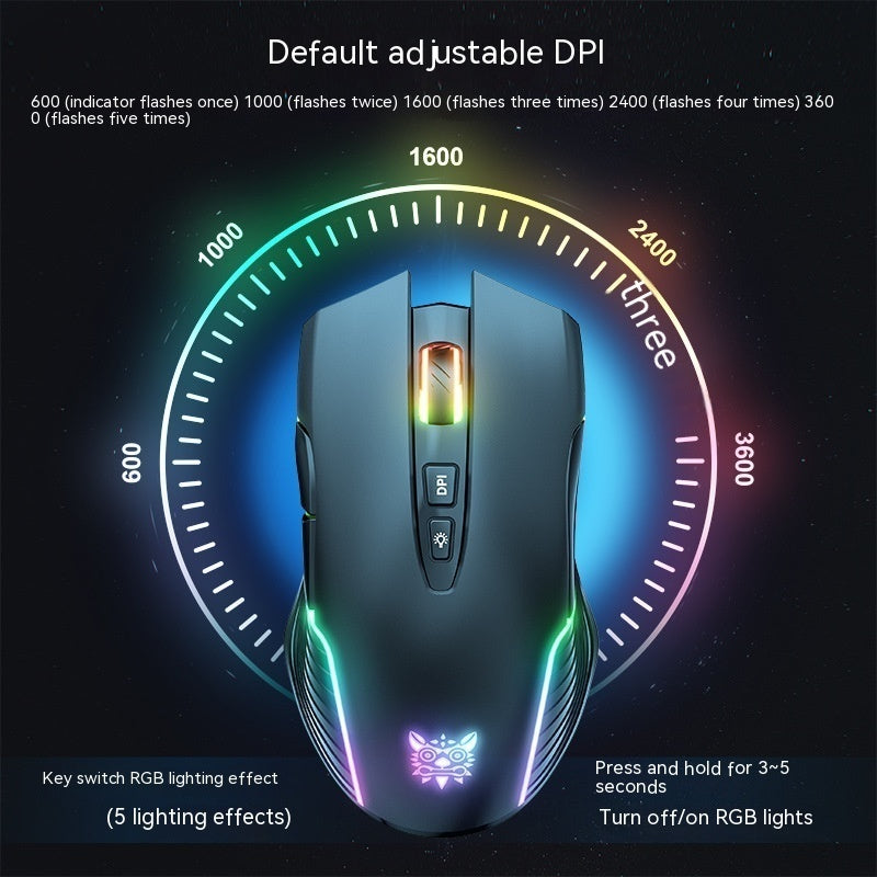 Souris Gaming Sans Fil RGB Rechargeable USB - 2.4G Bluetooth Lumineuse