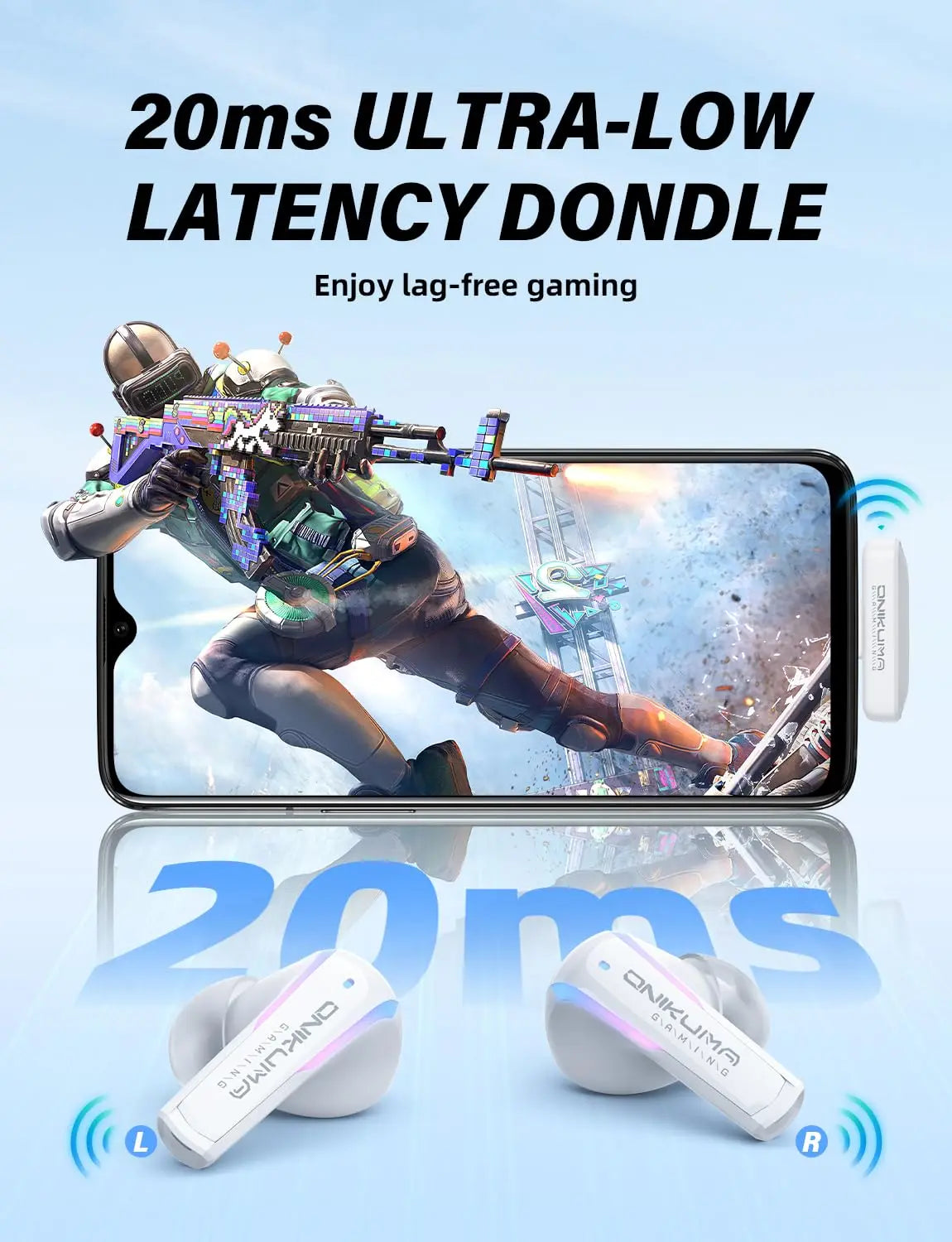 Écouteurs Gaming Sans Fil ONIKUMA T27 RGB - 2.4GHz Faible Latence avec Boîtier