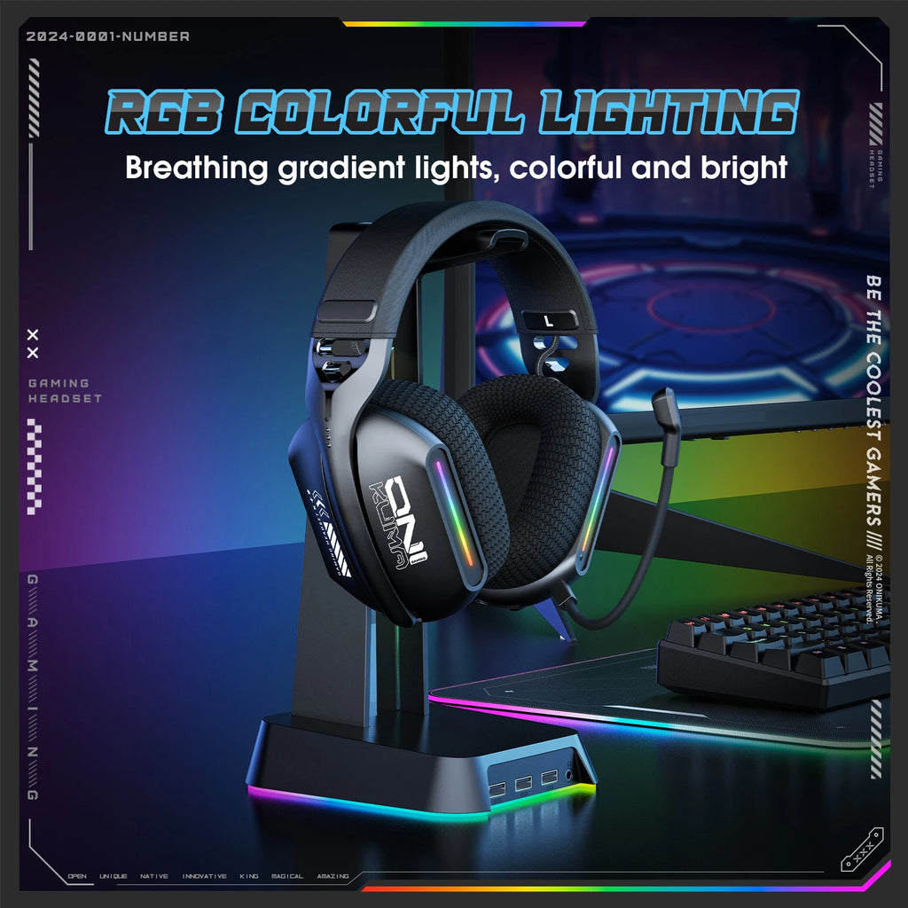 Casque Gaming Sans Fil ONIKUMA GT808 RGB - Bluetooth 5.3