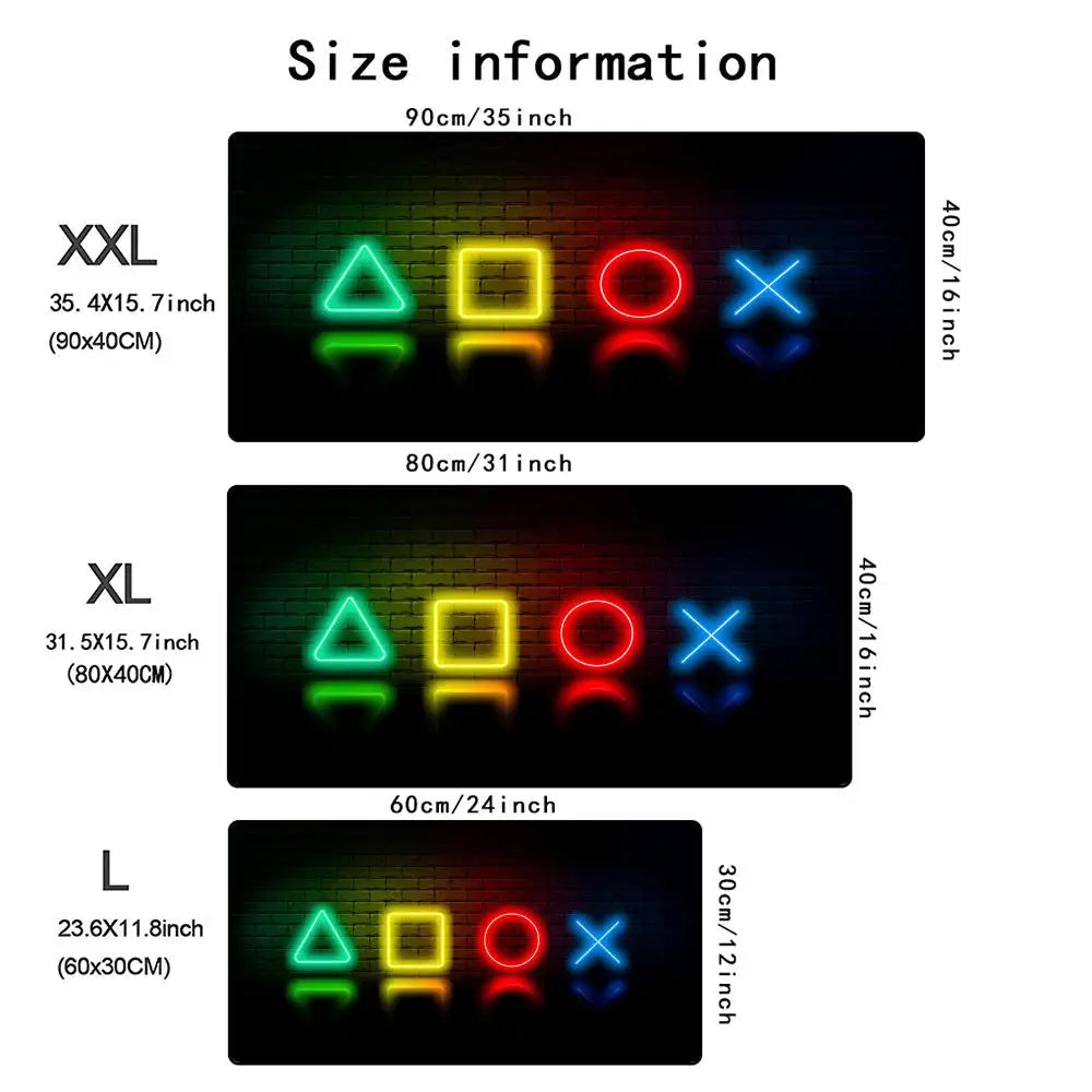 Tapis de Souris Gaming XXL Icône Manette - Surface Antidérapante