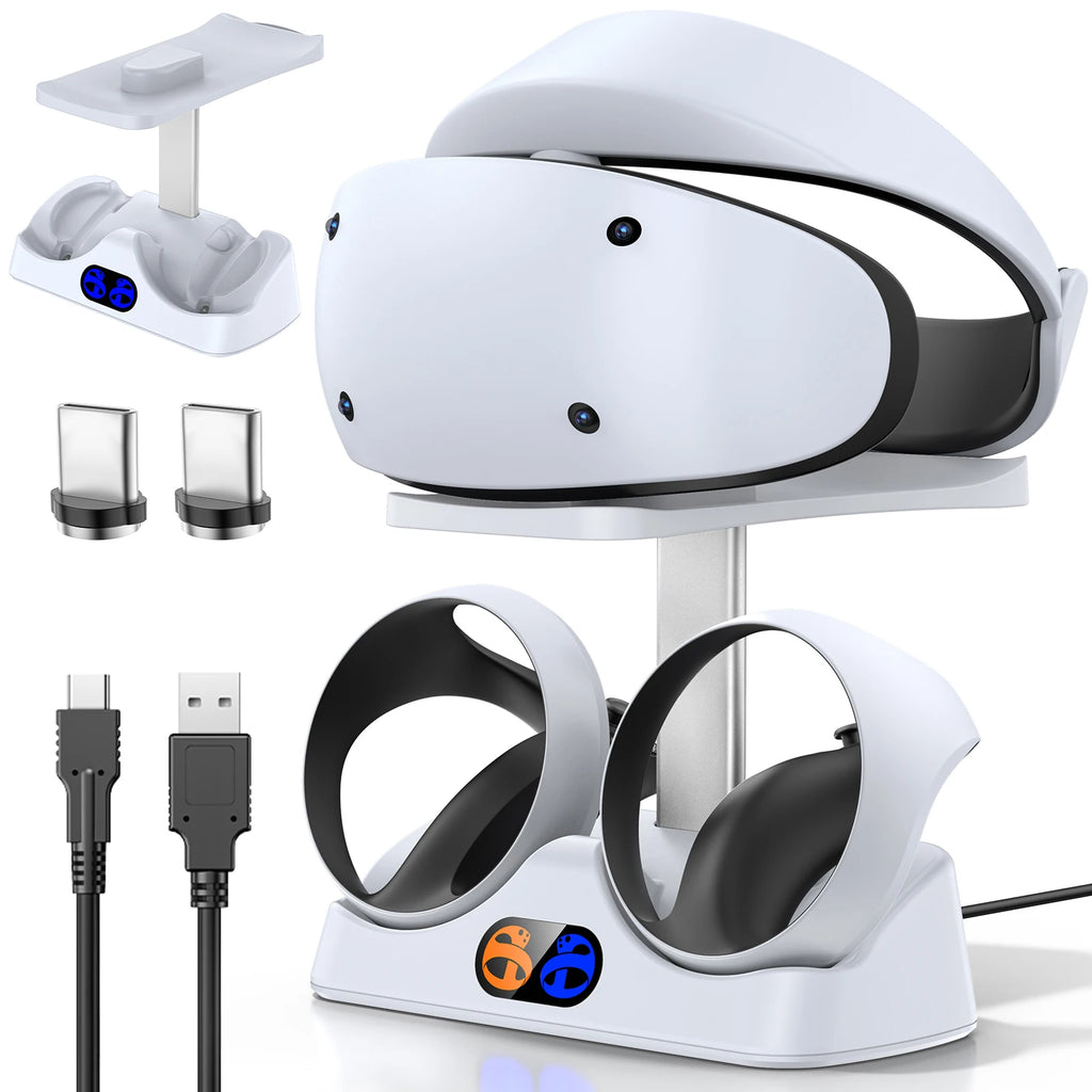 Station de Charge PSVR2 avec Support Casque - Dock 2-en-1 pour Contrôleurs PS5 VR2