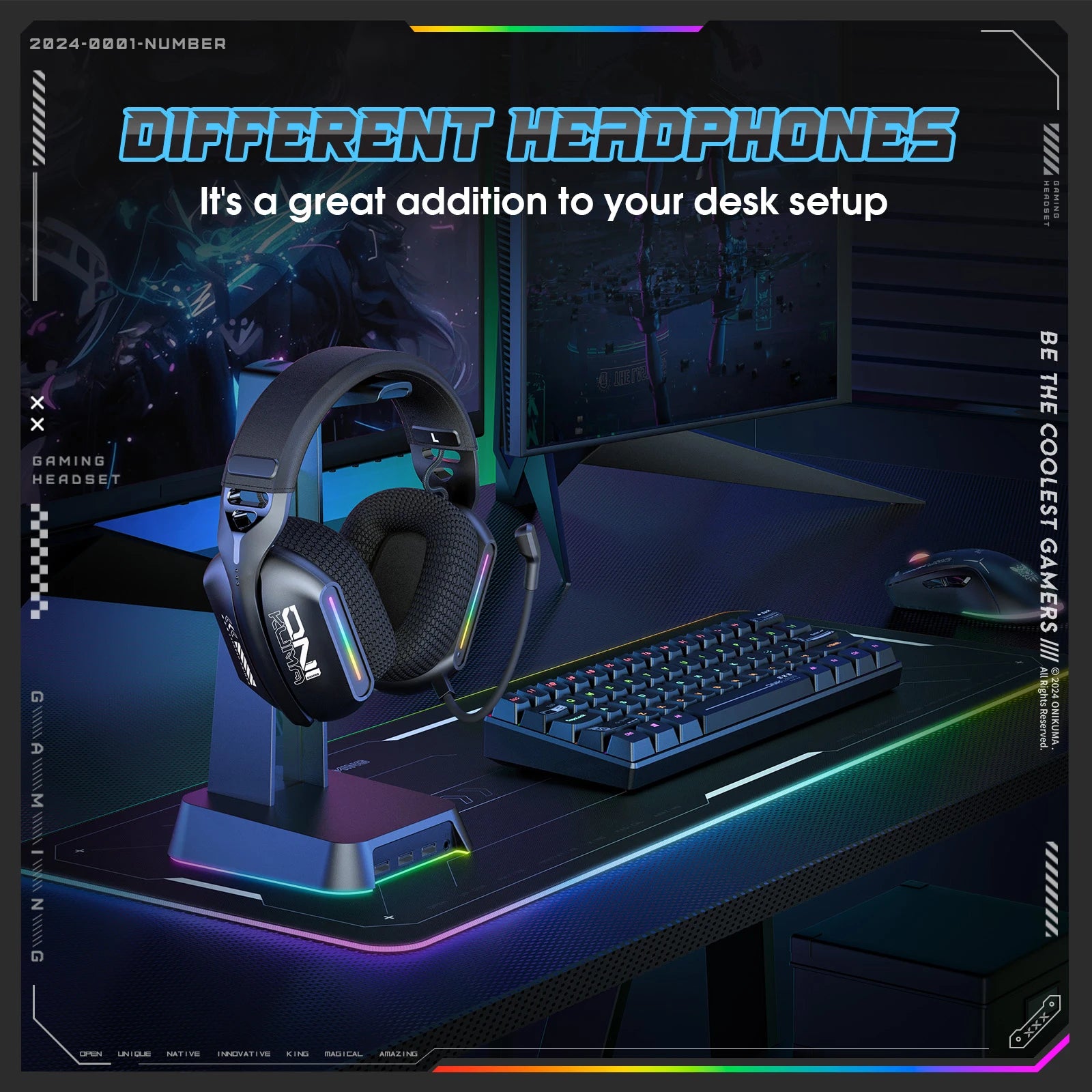 Casque Gaming Sans Fil ONIKUMA GT808 RGB - Bluetooth 5.3