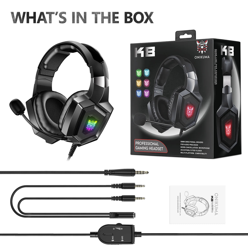 Casque Gaming ONIKUMA K8 RGB - Surround 7.1 avec Micro HD Flexible