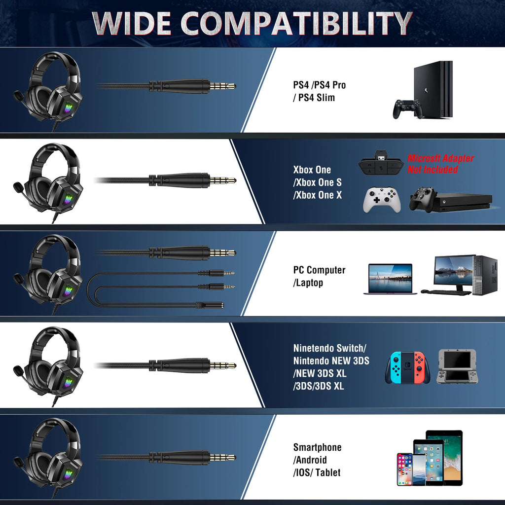 Casque Gaming ONIKUMA K8 RGB - Surround 7.1 avec Micro HD Flexible